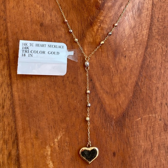 14k Gold Heart Y Necklace - Picture 4 of 4